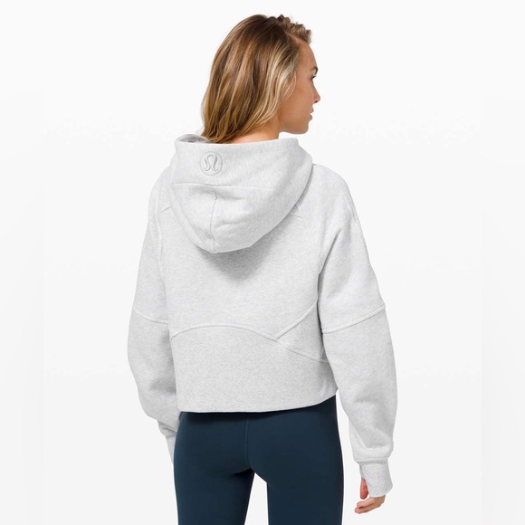 Lululemon Scuba Oversized 1/2 Zip Hoodie Heathered Core Ultra Light Grey XS/S - Picture 5 of 11